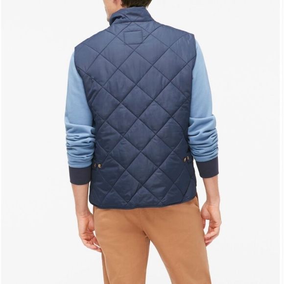 J. Crew Quilted Walker zip up vest Navy Tan Men’s Sz XL - Picture 3 of 10